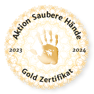 Emblem Gold-Zertifikat Aktion Saubere Hände 2021-22